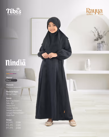 NIBRAS NINDIA GAMIS ANAK BLACK