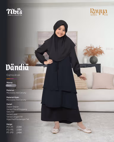 NIBRAS DANDIA GAMIS ANAK BLACK