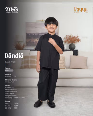 NIBRAS DANDIA KOKO ANAK PENDEK BLACK