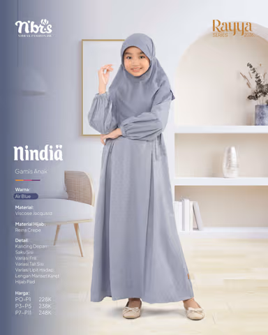 NIBRAS NINDIA GAMIS ANAK AIR BLUE