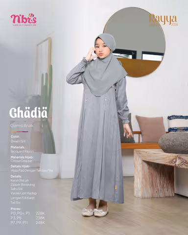 NIBRAS GHADIA GAMIS ANAK GREEN TINT
