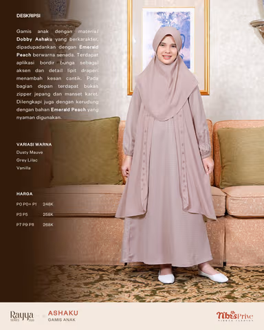 NIBRAS ASHAKU GAMIS ANAK DUSTY MAUVE