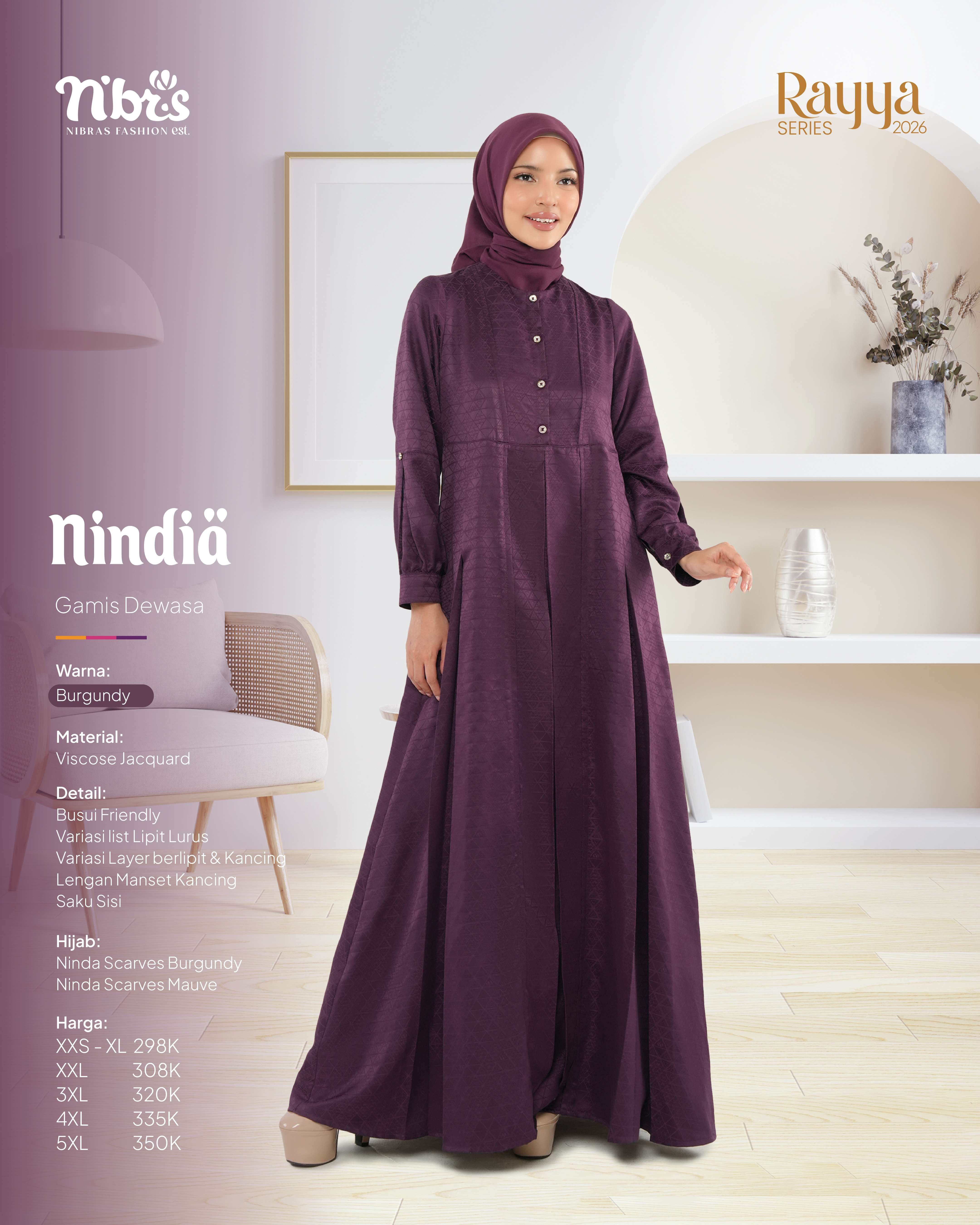 NIBRAS NINDIA GAMIS BURGUNDY