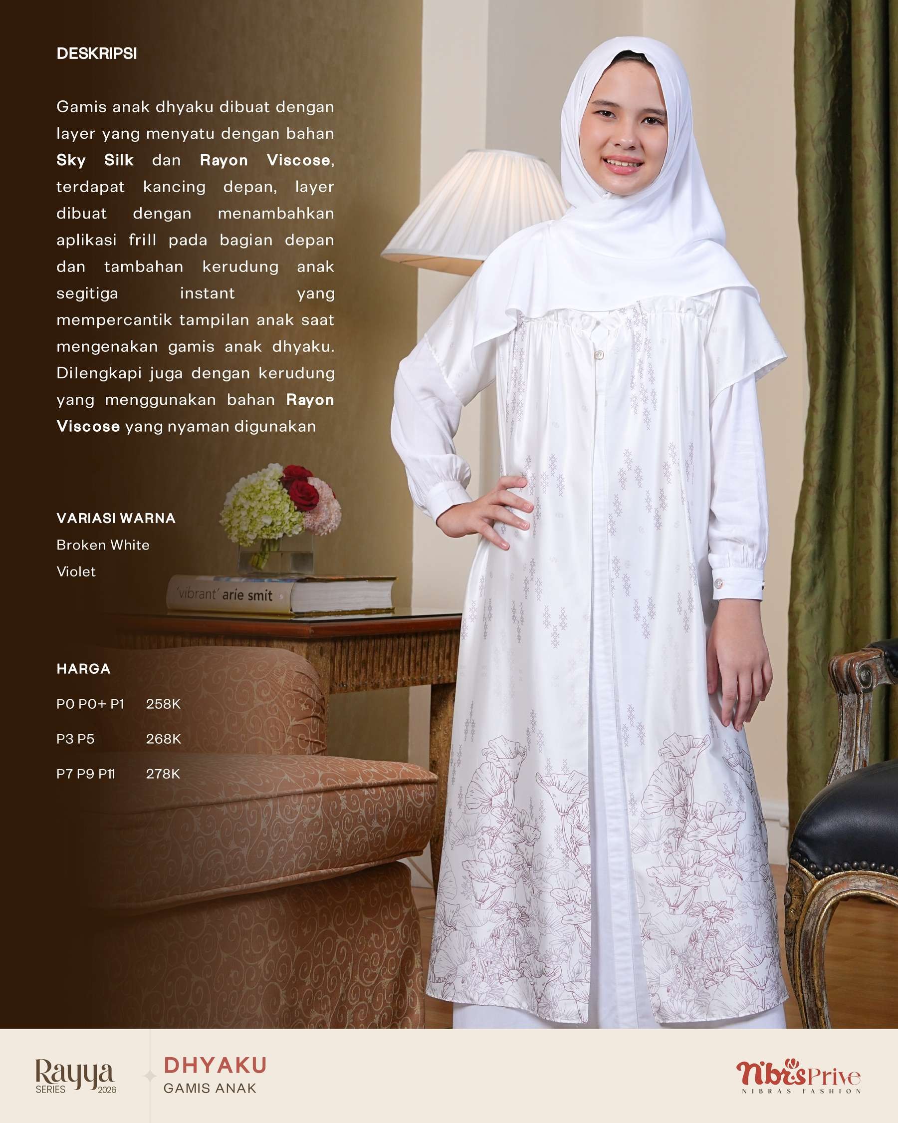 NIBRAS DHYAKU GAMIS ANAK BROKEN WHITE