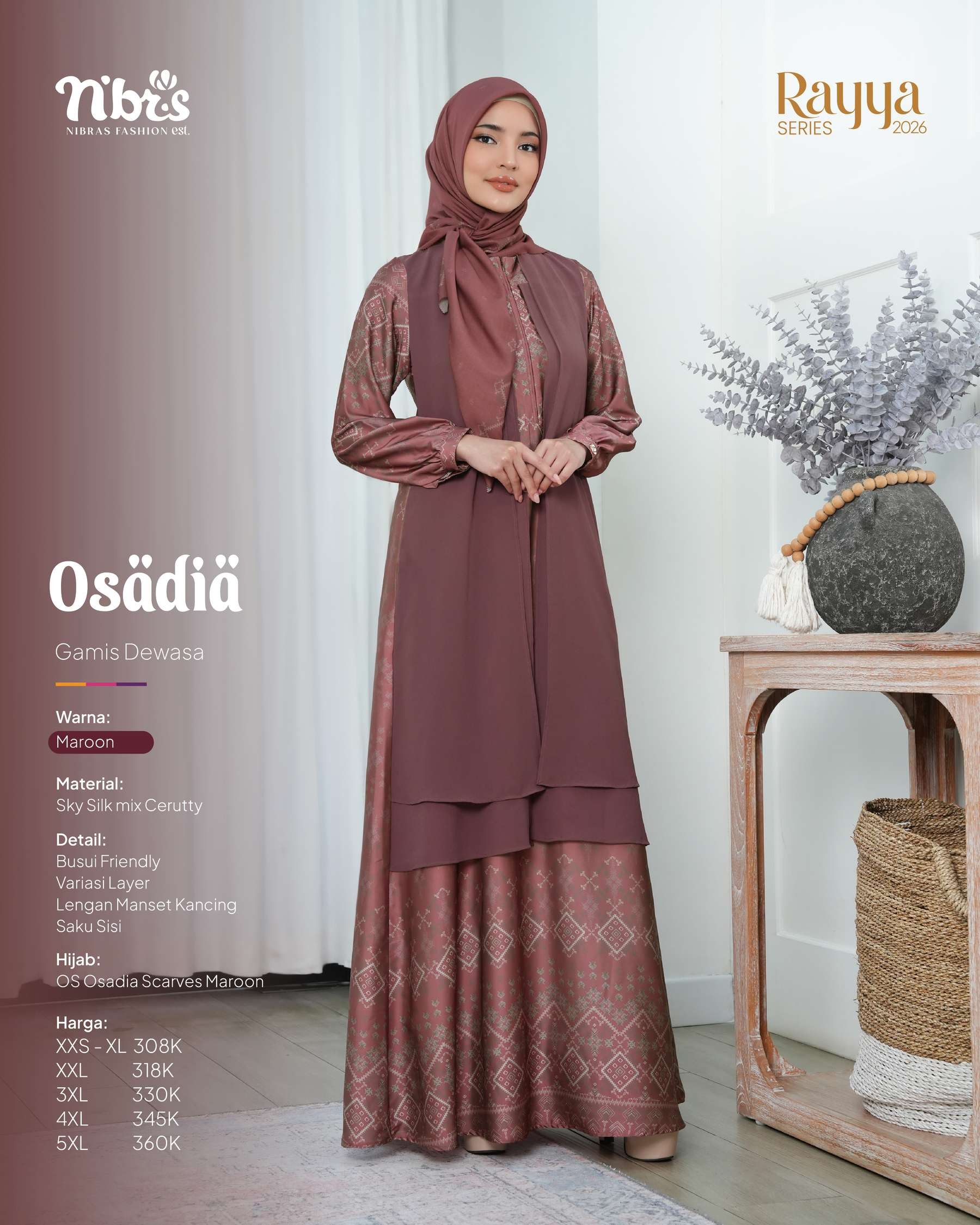 NIBRAS OSADIA GAMIS MAROON