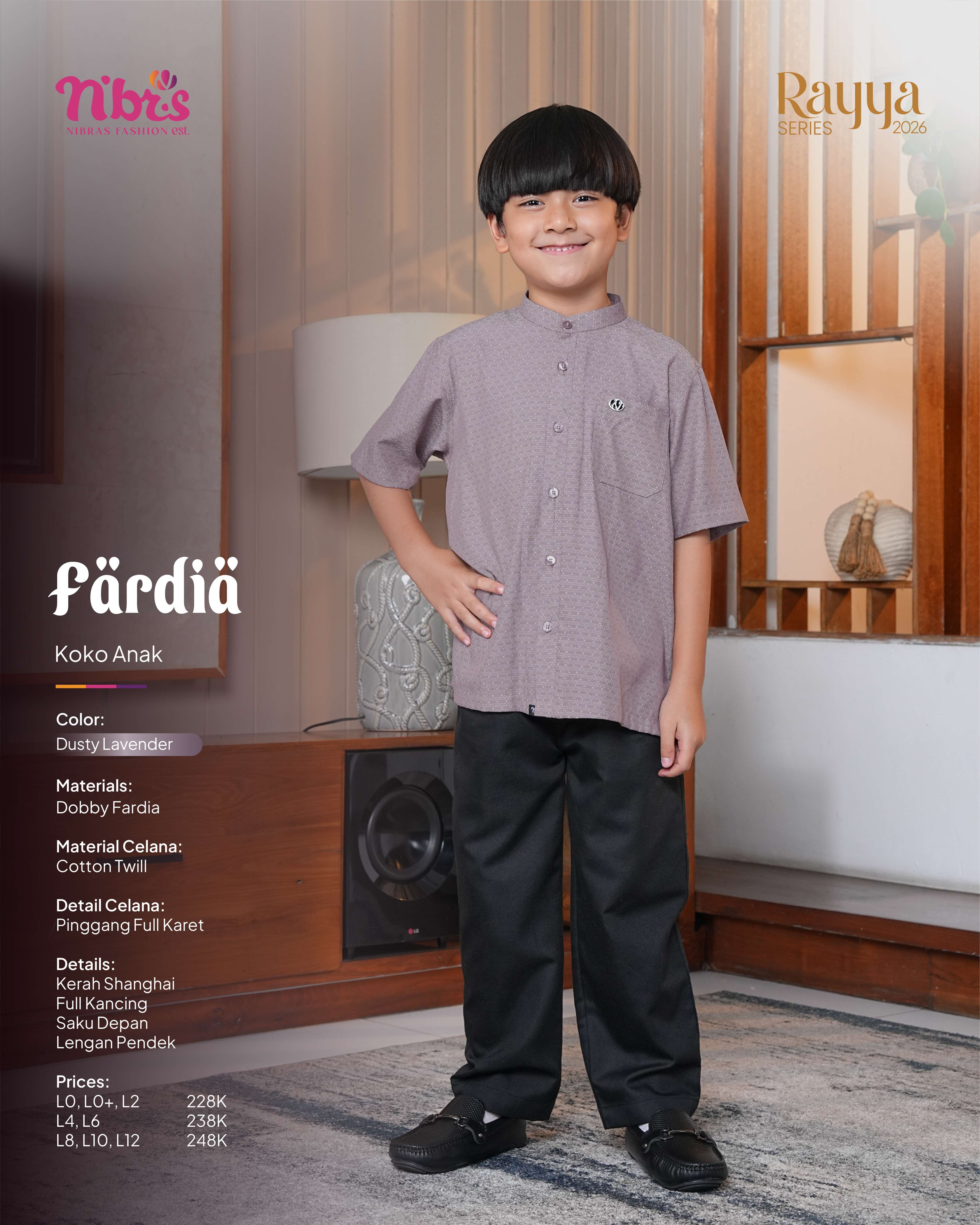 NIBRAS FARDIA KOKO ANAK PENDEK DUSTY LAVENDER