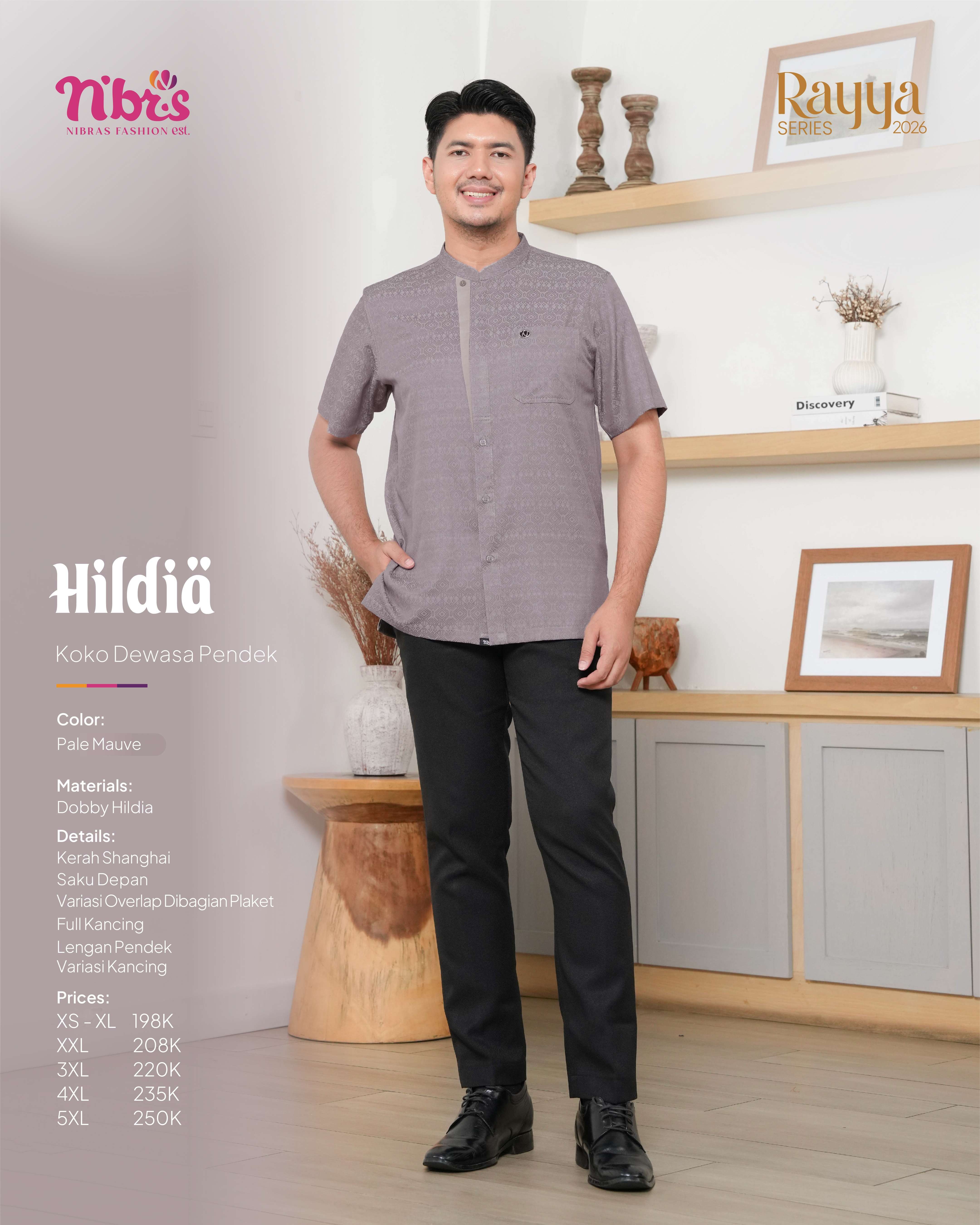NIBRAS HILDIA KOKO PENDEK PALE MAUVE