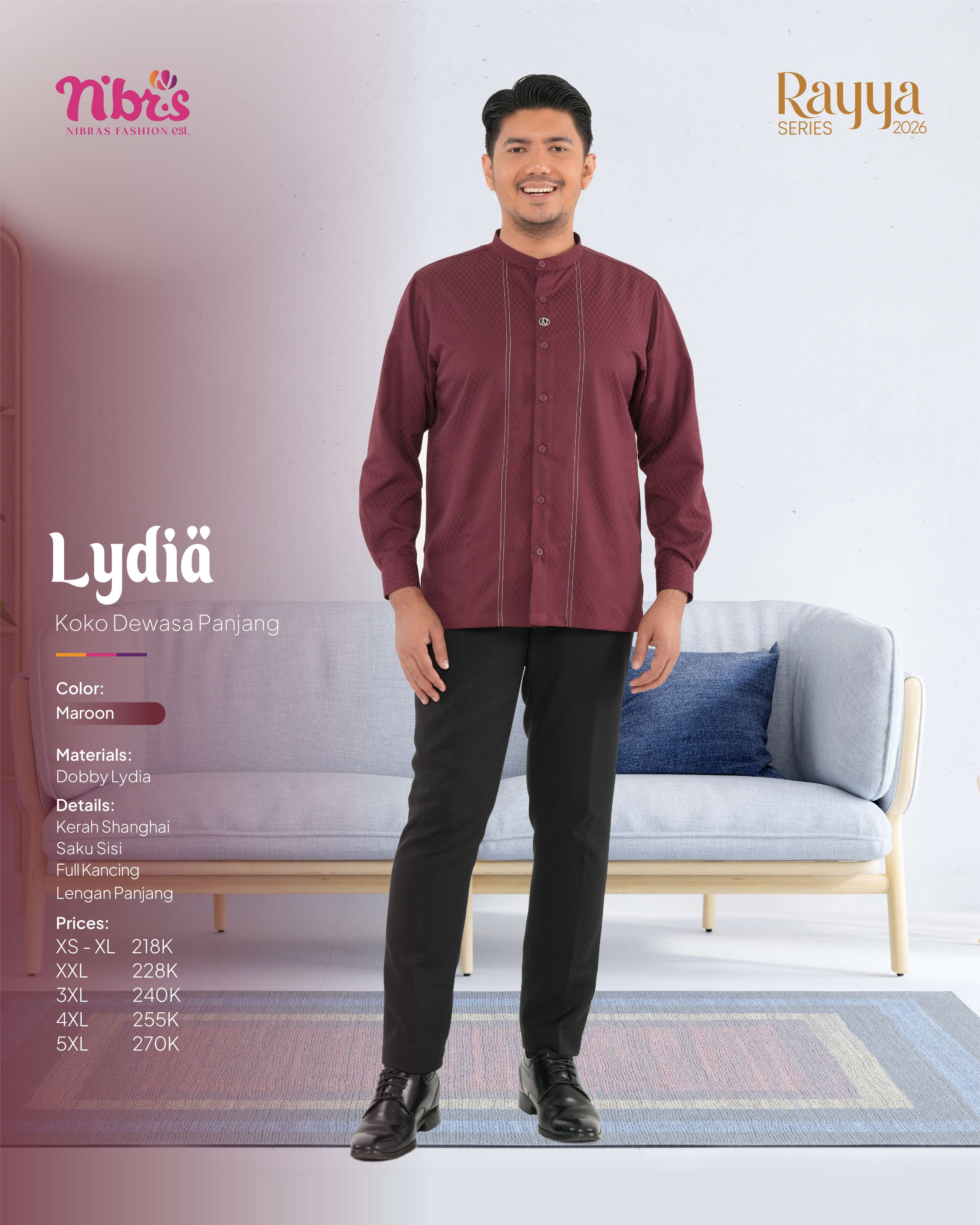 NIBRAS LYDIA KOKO PANJANG MAROON