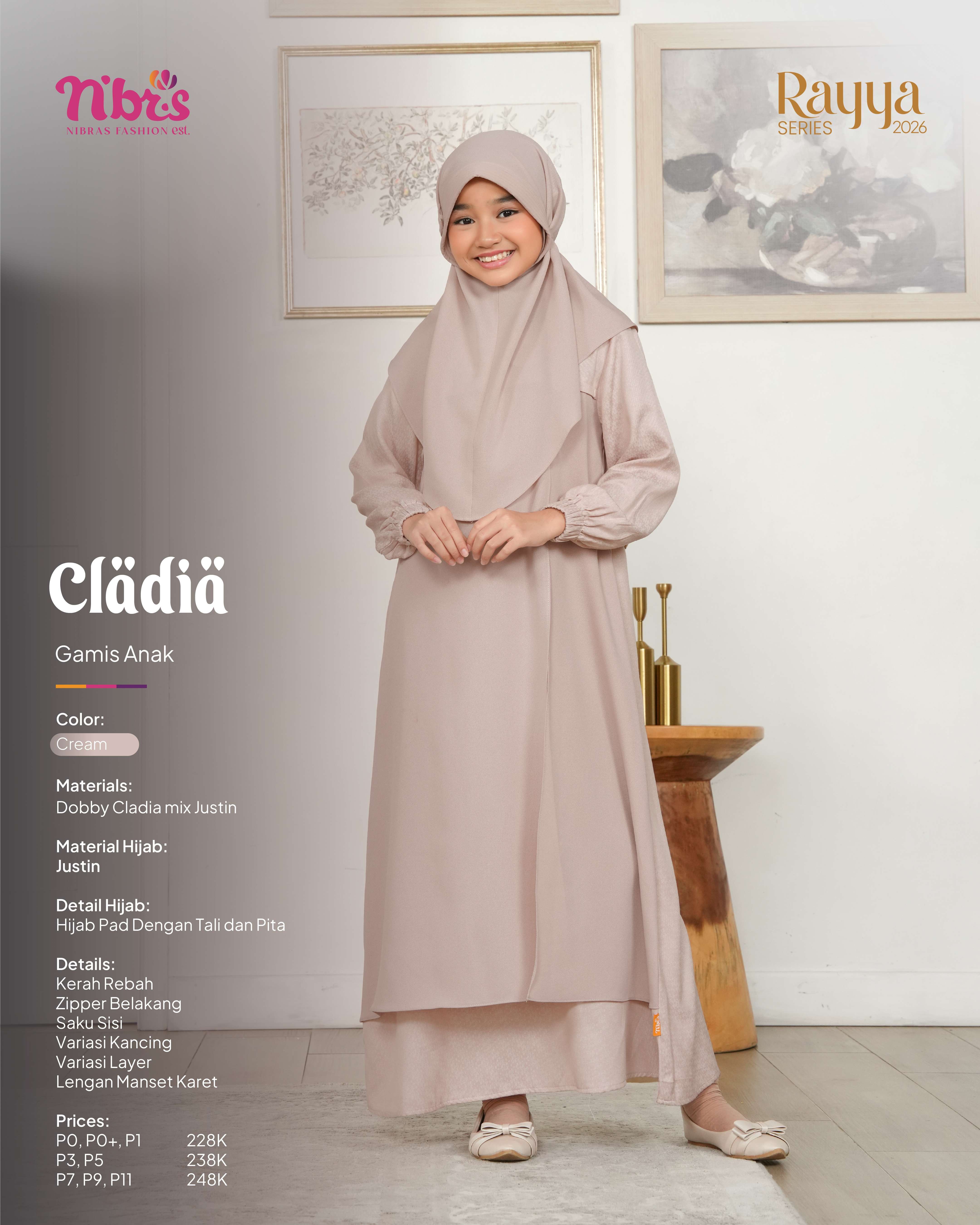 NIBRAS CLADIA GAMIS ANAK CREAM