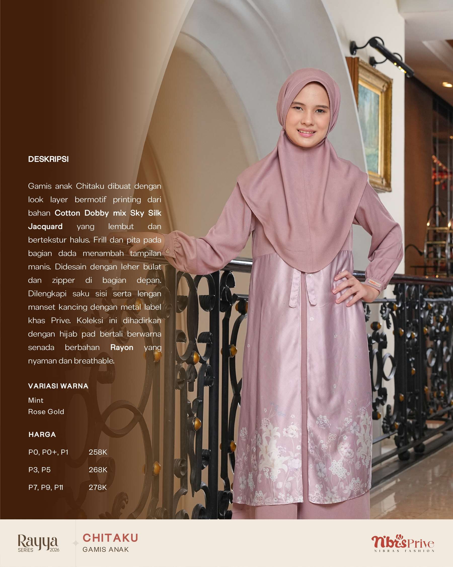 NIBRAS CHITAKU GAMIS ANAK ROSE GOLD