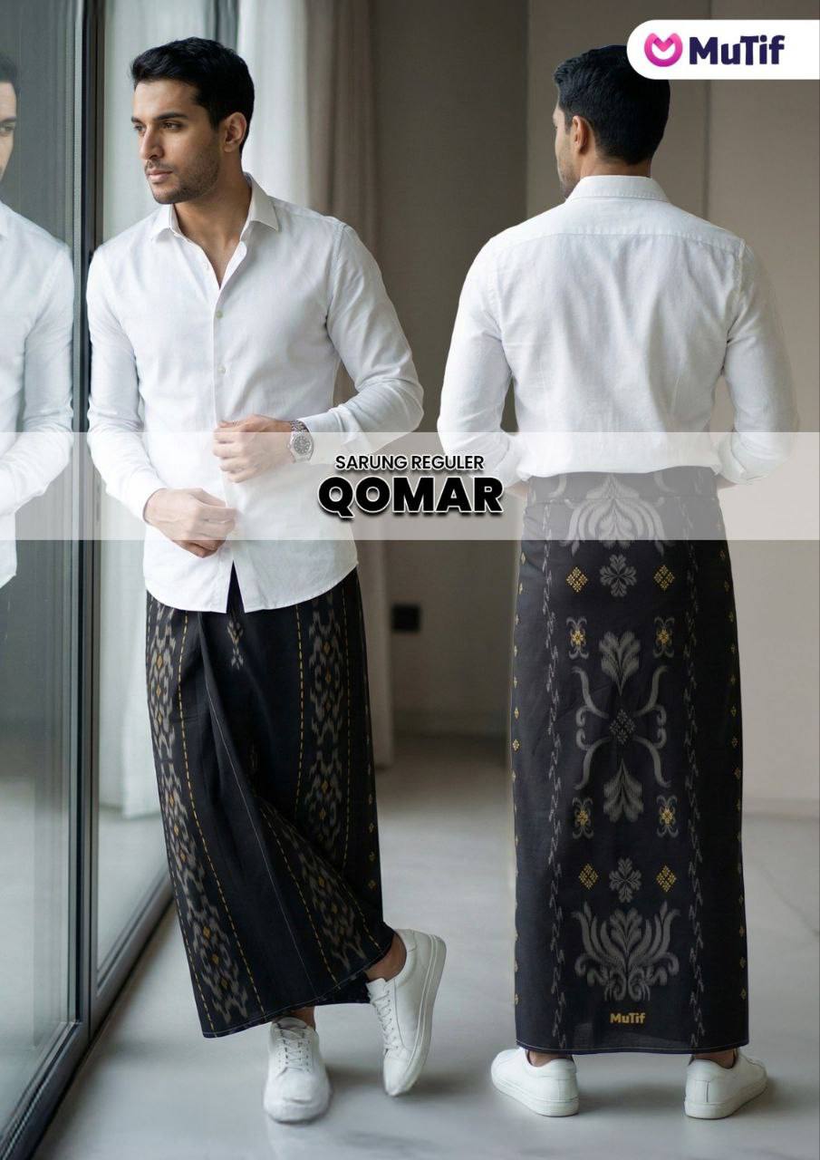 MUTIF SARUNG TENUN QOMAR BLACK GRADE B