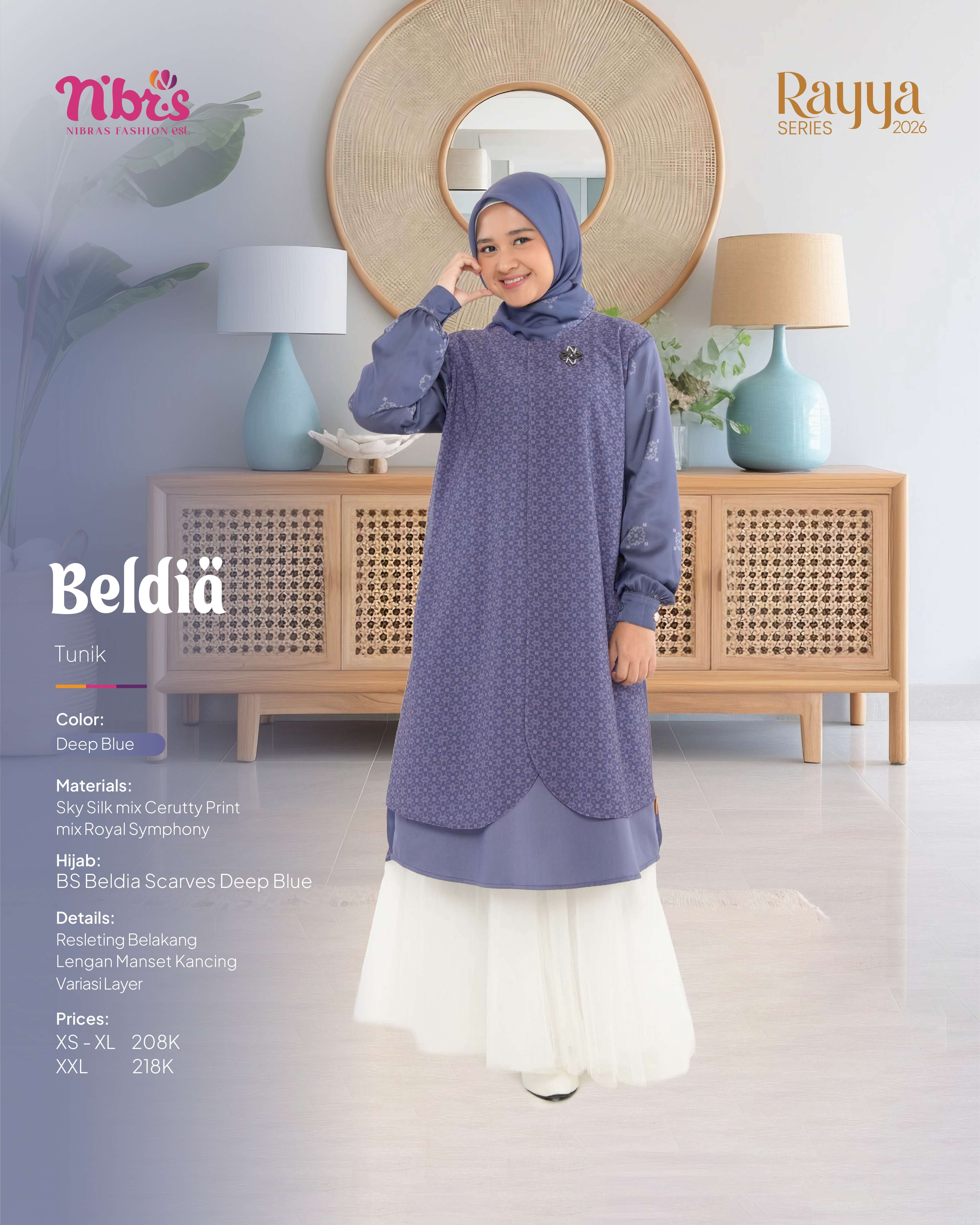 NIBRAS BELDIA TUNIK DEEP BLUE