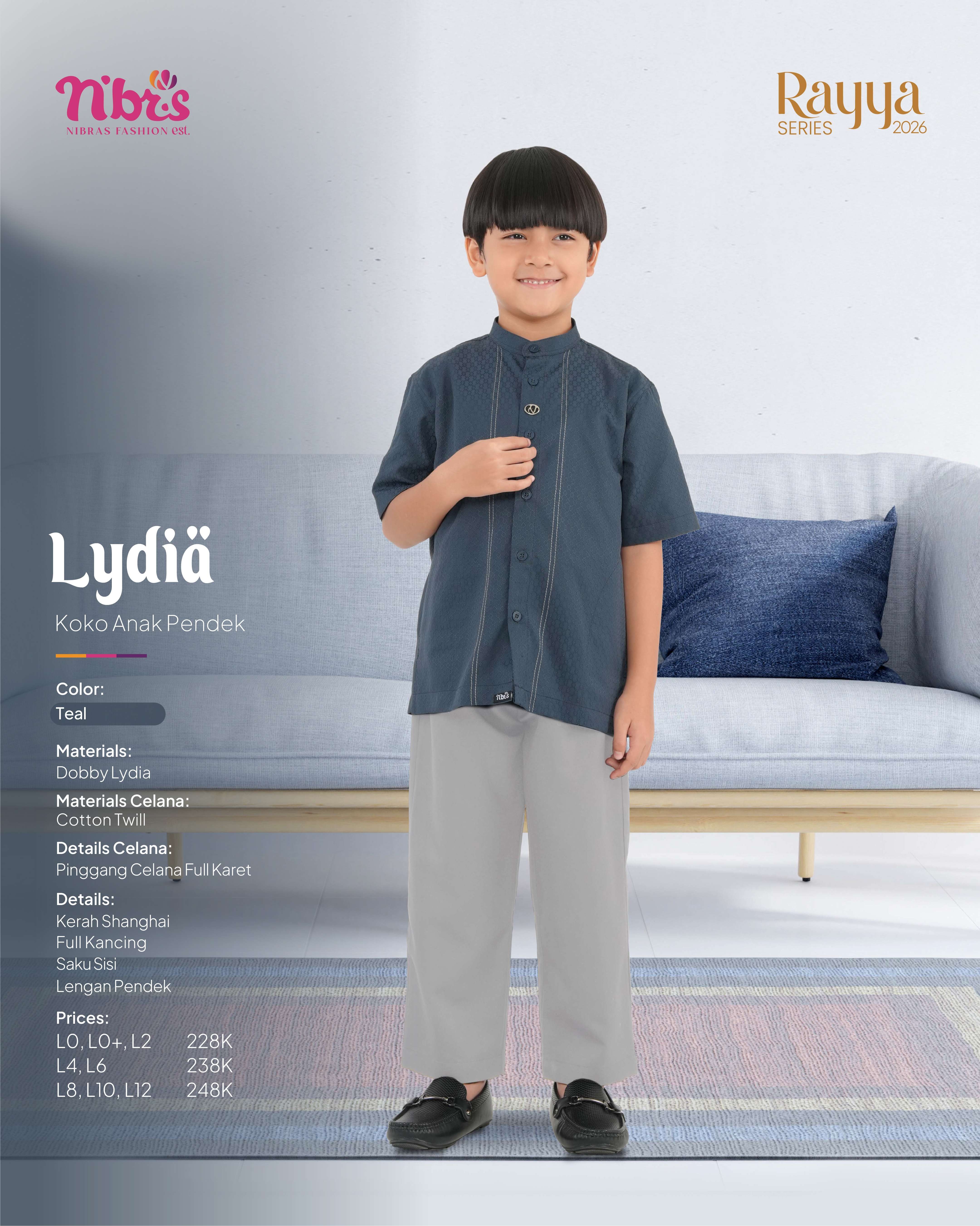 NIBRAS LYDIA KOKO ANAK PENDEK TEAL
