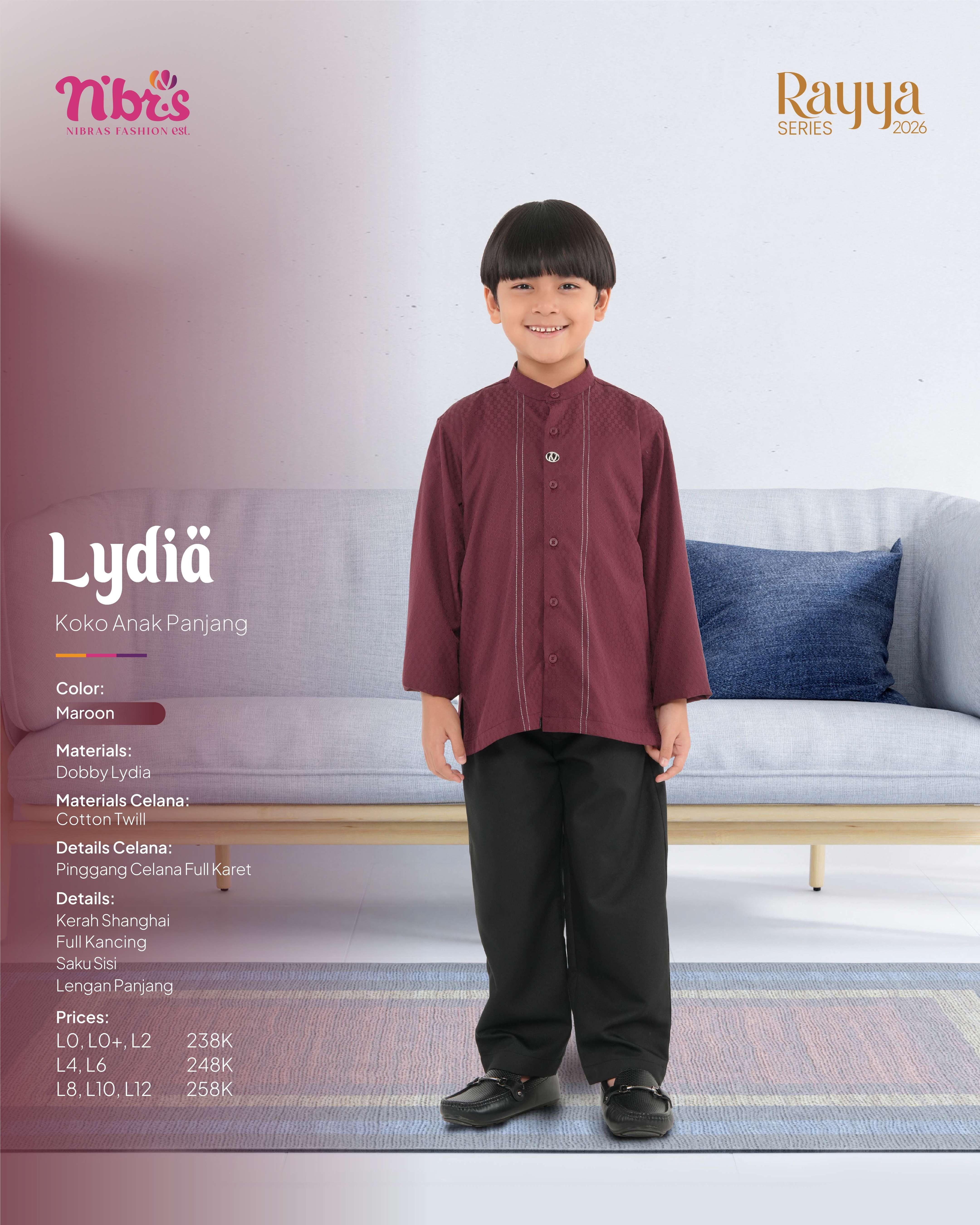 NIBRAS LYDIA KOKO ANAK PANJANG MAROON