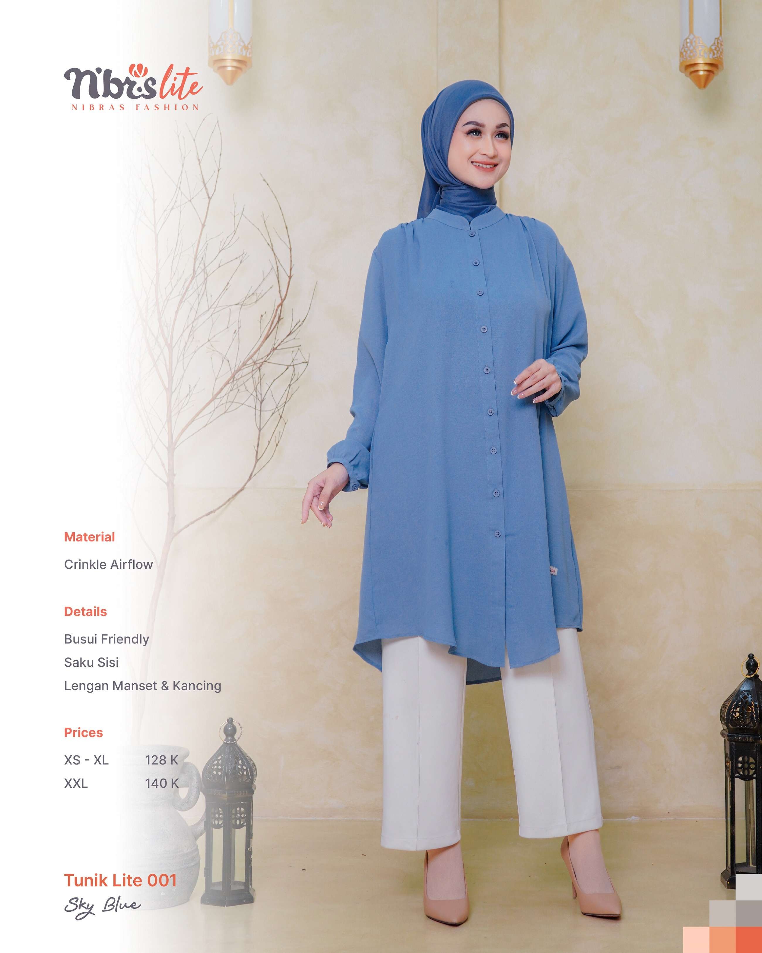NIBRAS TUNIK LITE 001 SKY BLUE