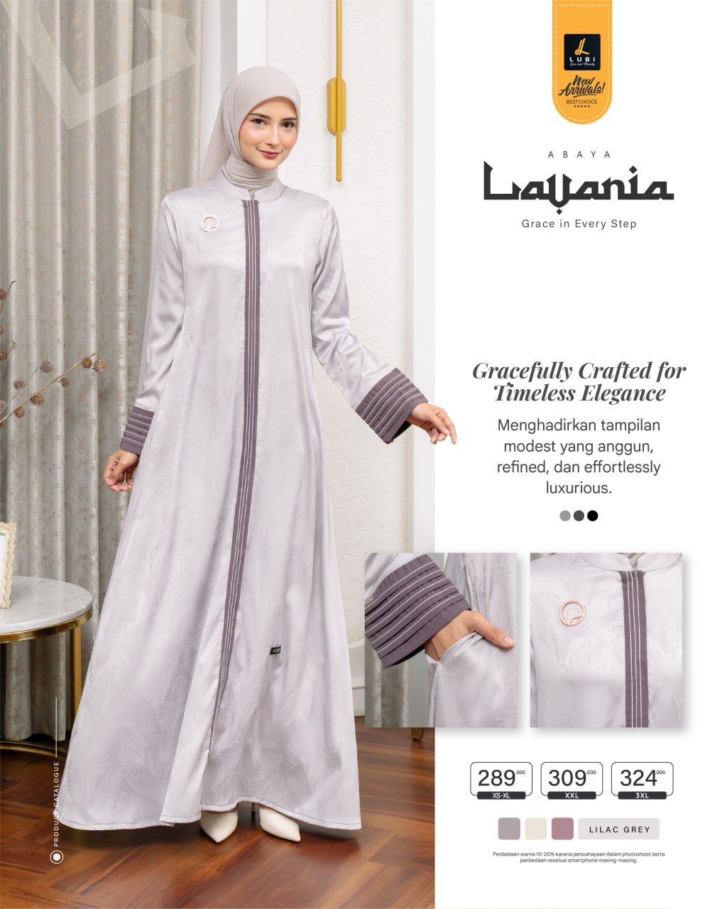 LUBI ABAYA LAVANIA LILAC GRAY