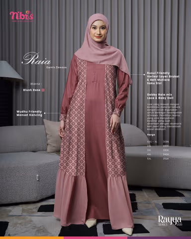 NIBRAS RAIA GAMIS BLUSH ROSE GRADE B