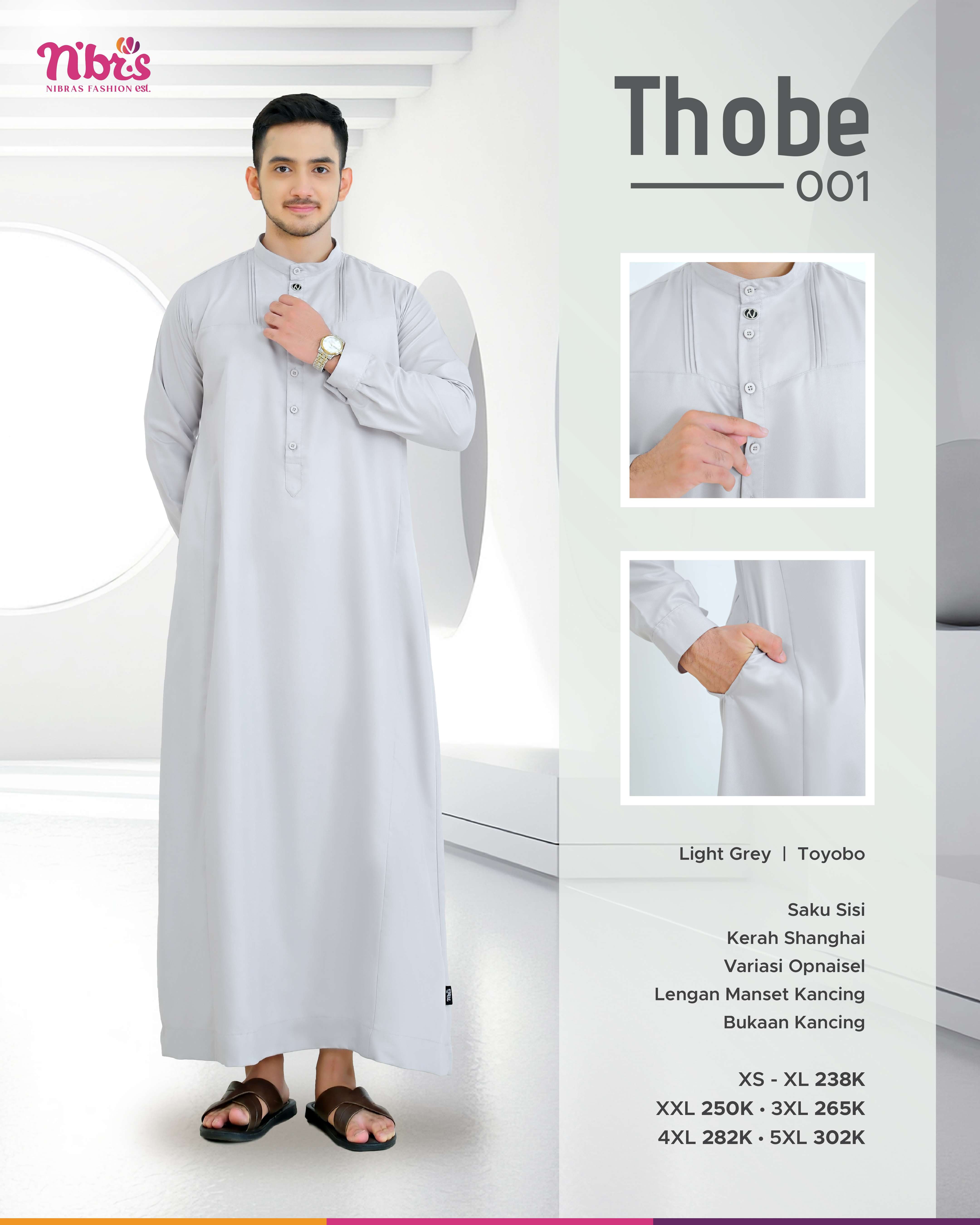 NIBRAS THOBE 001 LIGHT GREY