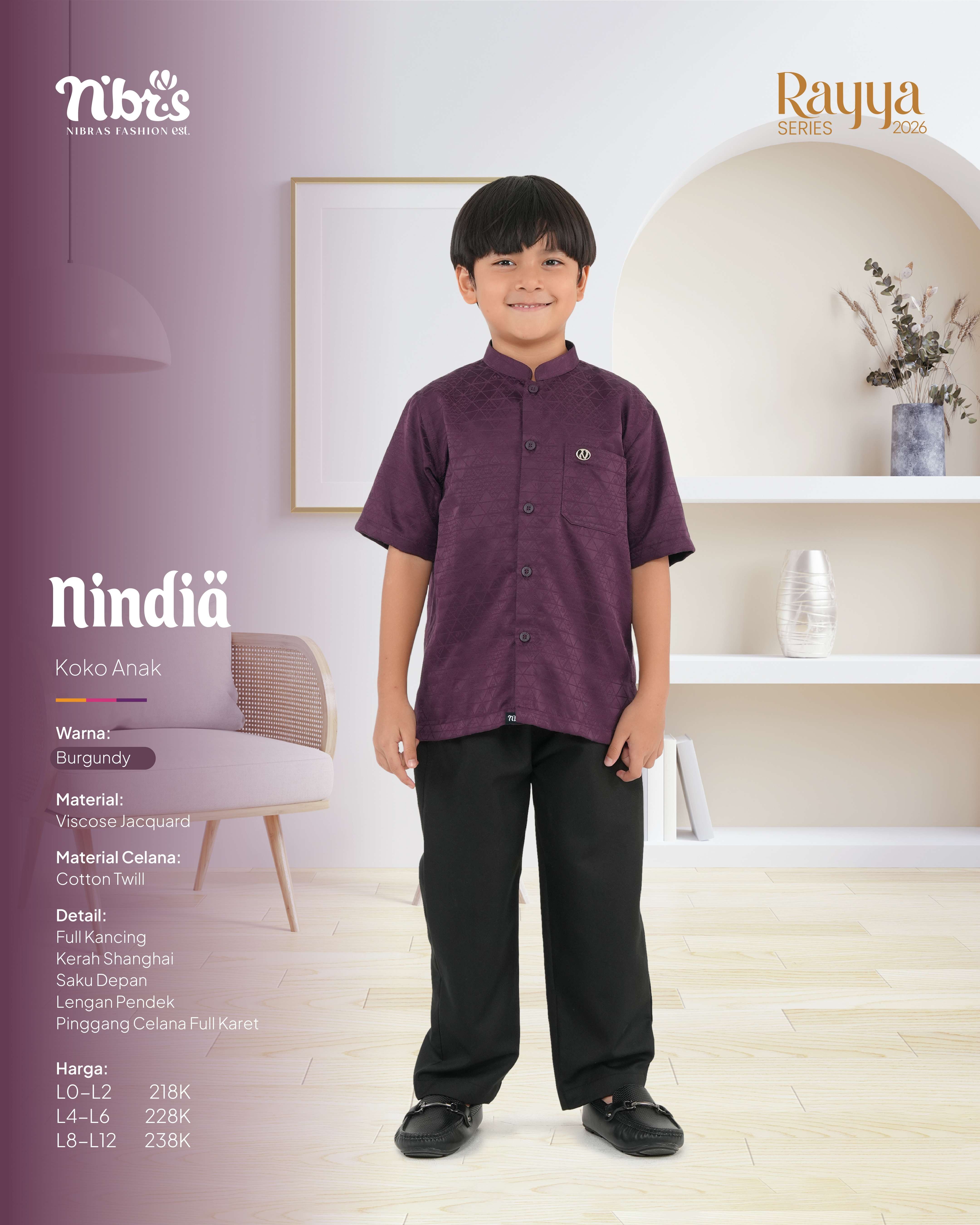 NIBRAS NINDIA KOKO ANAK BURGUNDY