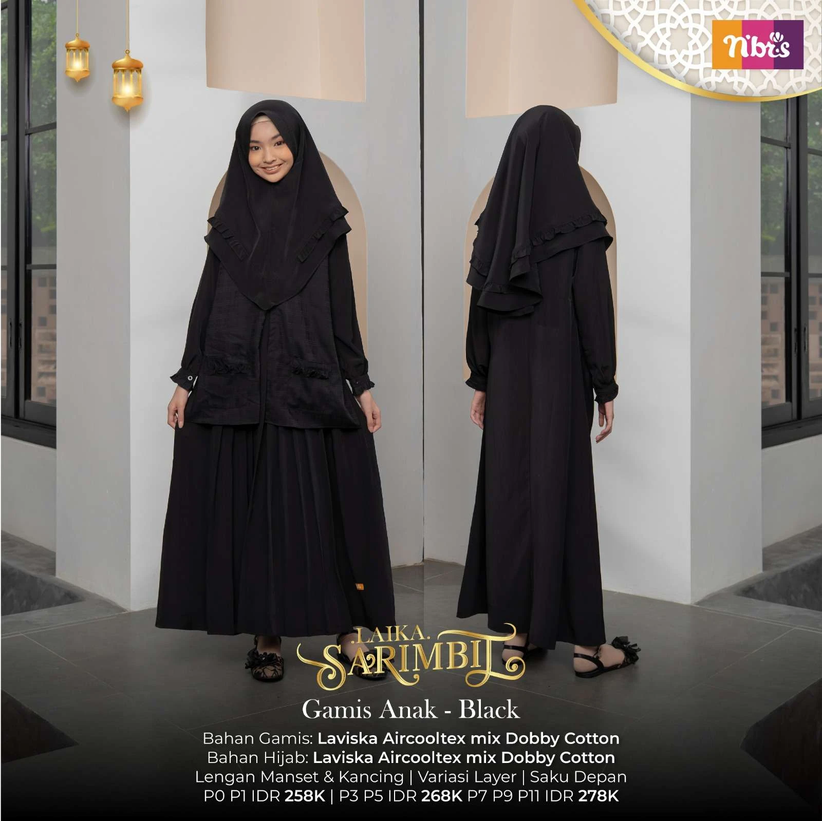 NIBRAS LAIKA GAMIS ANAK BLACK