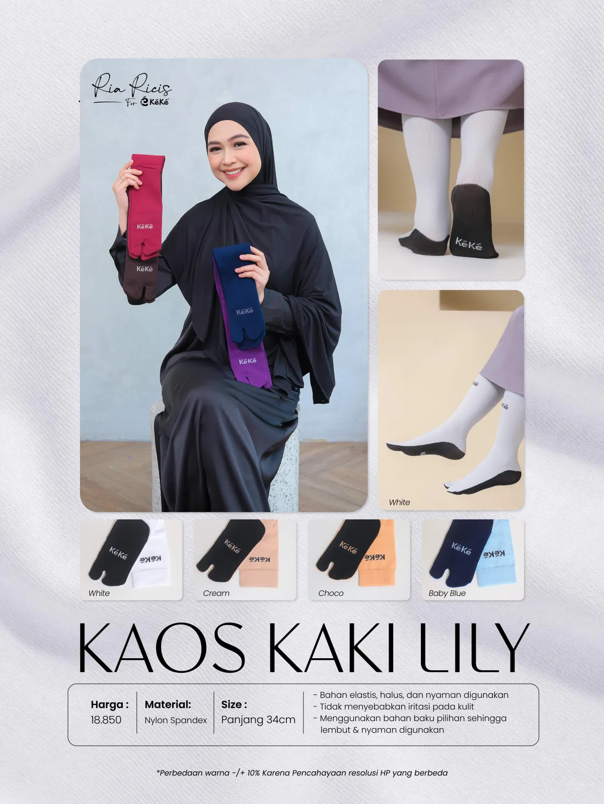 KEKE KOKE KKTK CL KAOS KAKI LILY CREAM