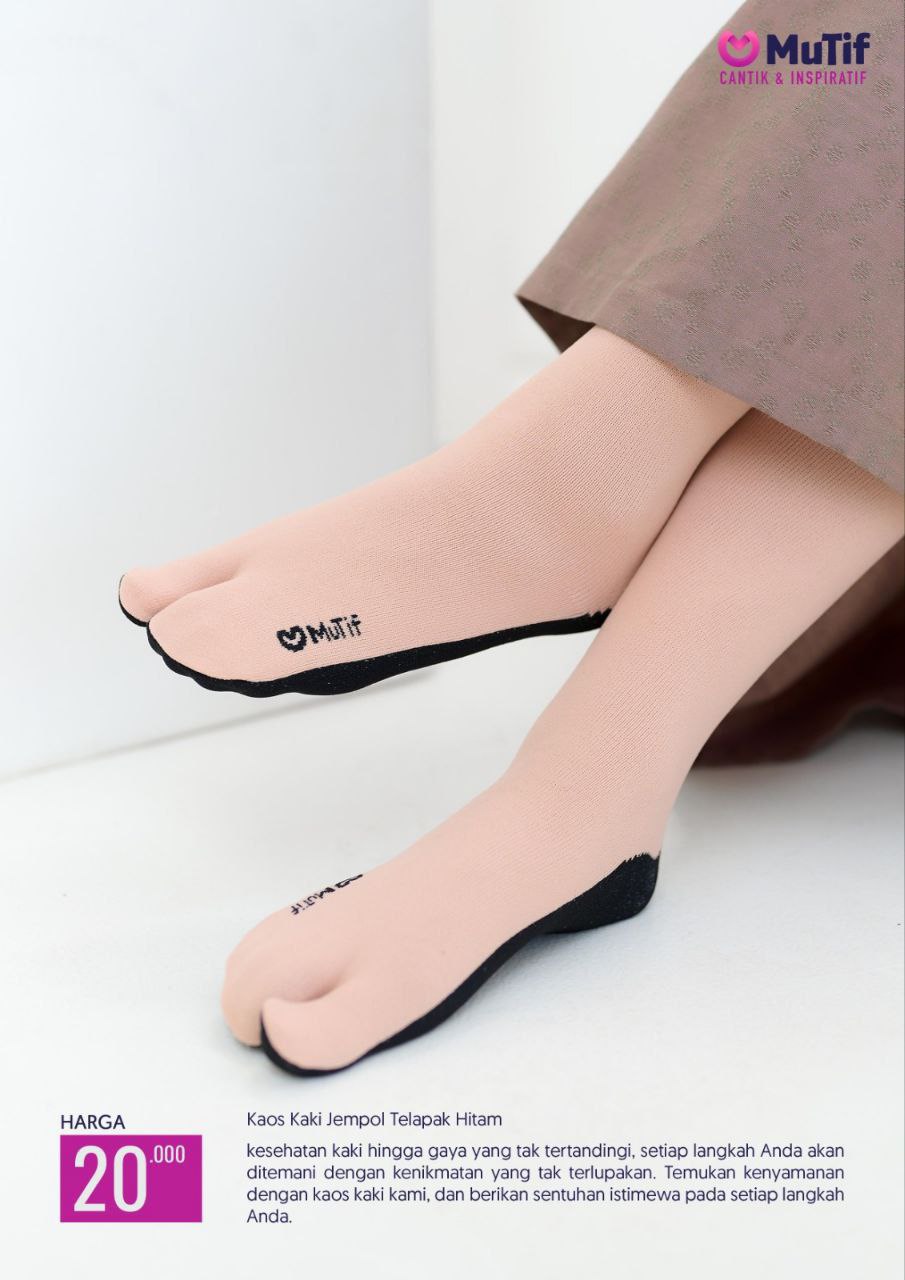 MUTIF KAOS KAKI JEMPOL TELAPAK HITAM - BEIGE
