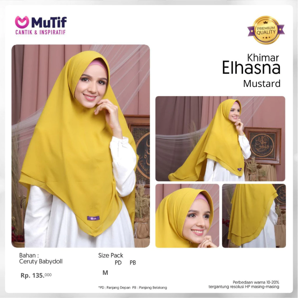 MUTIF KHIMAR ELHASNA BASIC 2 LAYER MUSTARD