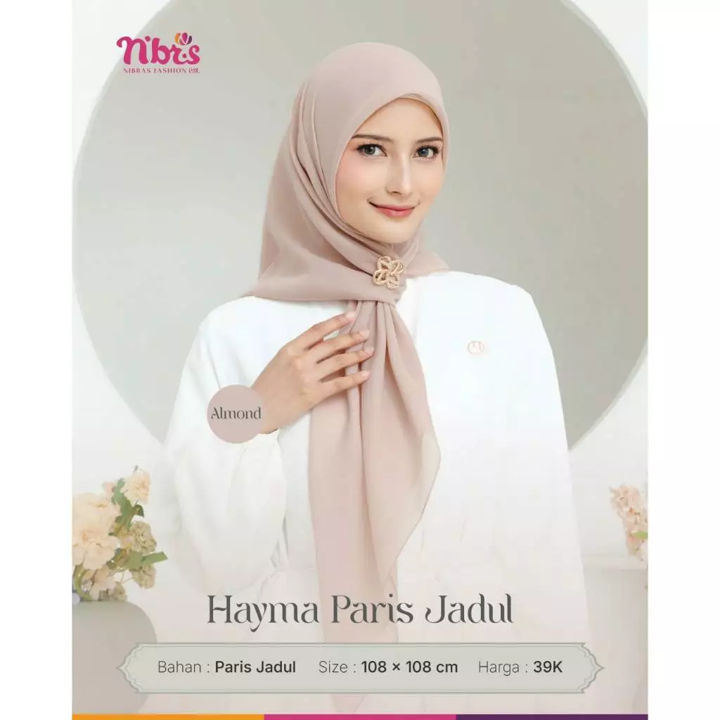 NIBRAS HIJAB HAYMA PARIS JADUL ALMOND ALL SIZE