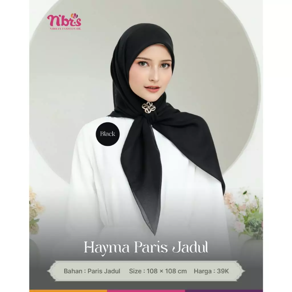 NIBRAS HIJAB HAYMA PARIS JADUL BLACK ALL SIZE