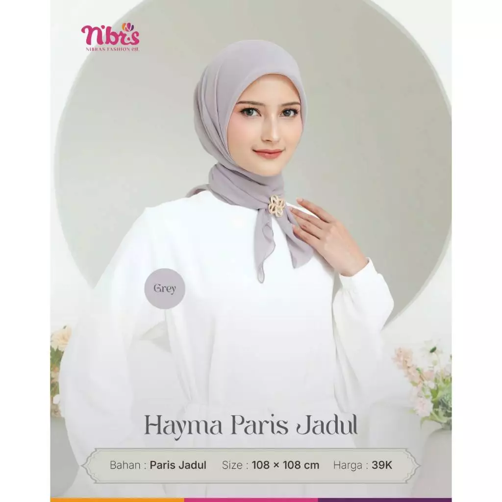 NIBRAS HIJAB HAYMA PARIS JADUL GREY ALL SIZE