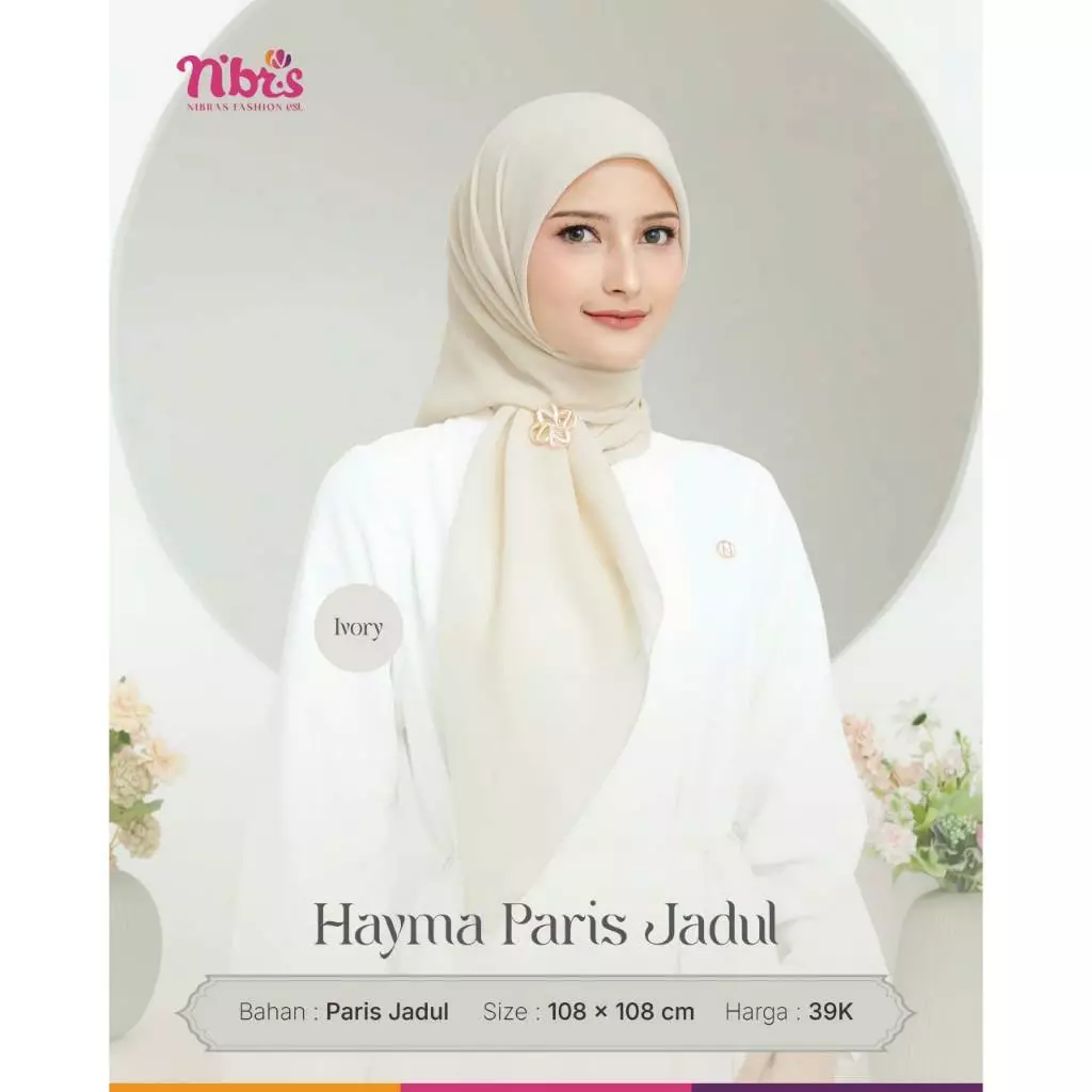 NIBRAS HIJAB HAYMA PARIS JADUL IVORY ALL SIZE