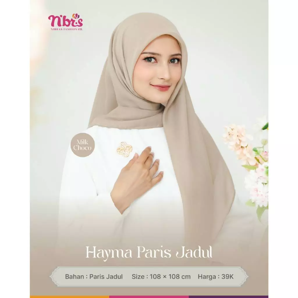 NIBRAS HIJAB HAYMA PARIS JADUL MILK CHOCO ALL SIZE