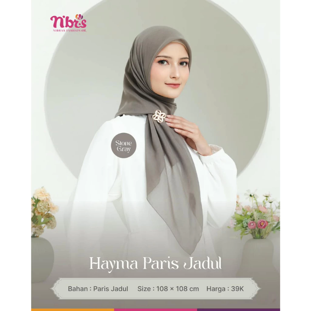 NIBRAS HIJAB HAYMA PARIS JADUL STONE GRAY ALL SIZE