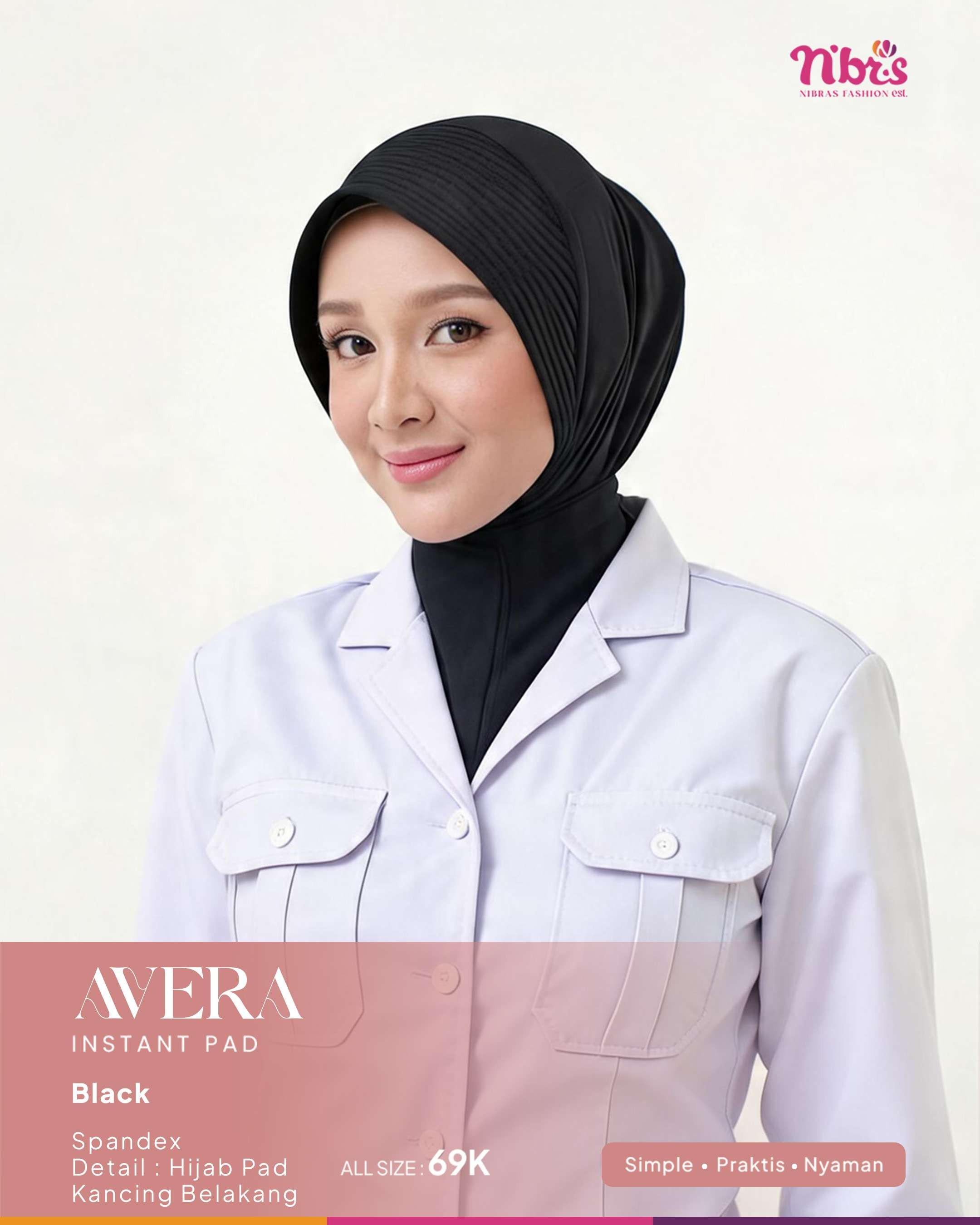 NIBRAS HIJAB AVERA INSTANT HIJAB BLACK ALLS SIZE