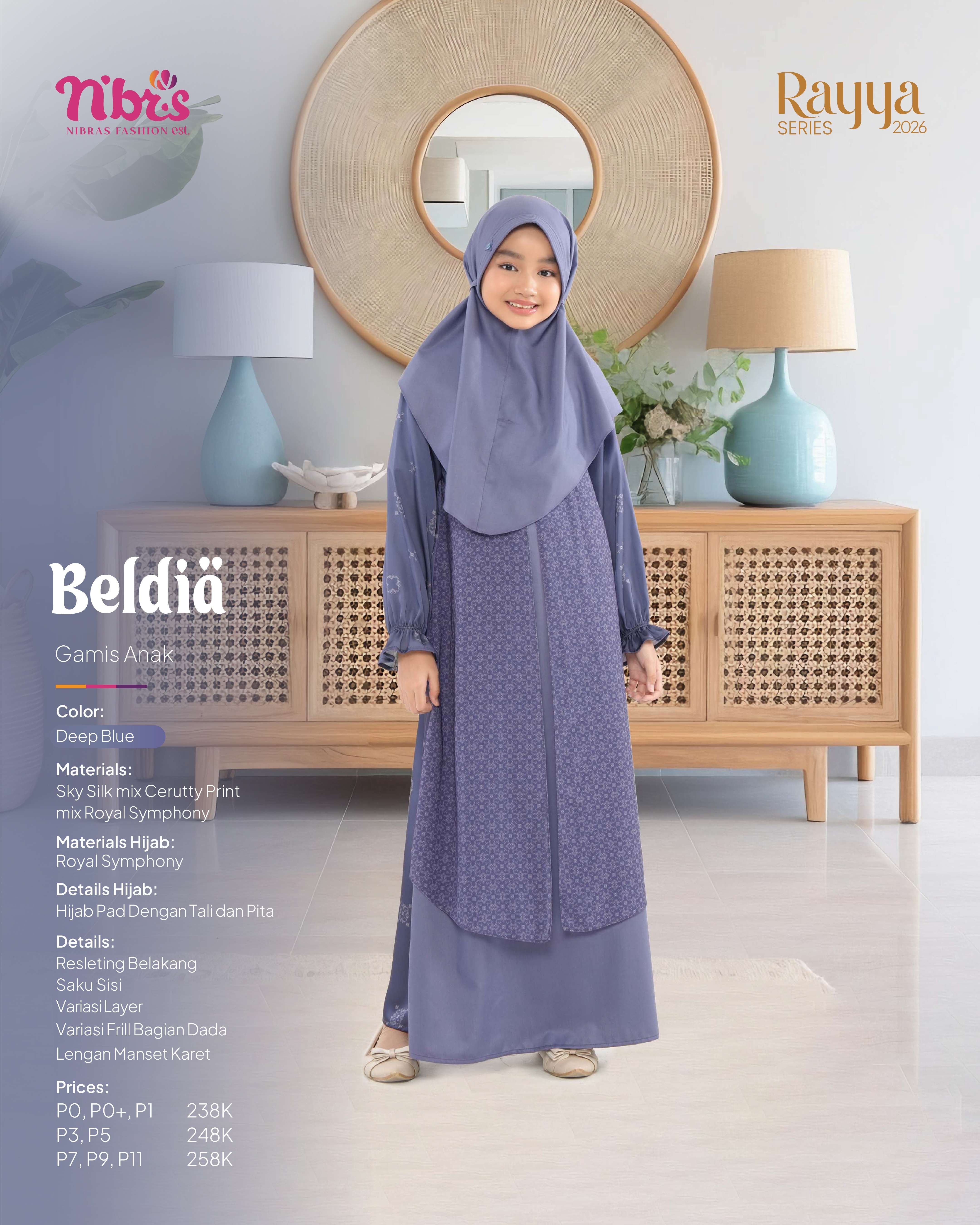 NIBRAS BELDIA GAMIS ANAK DEEP BLUE