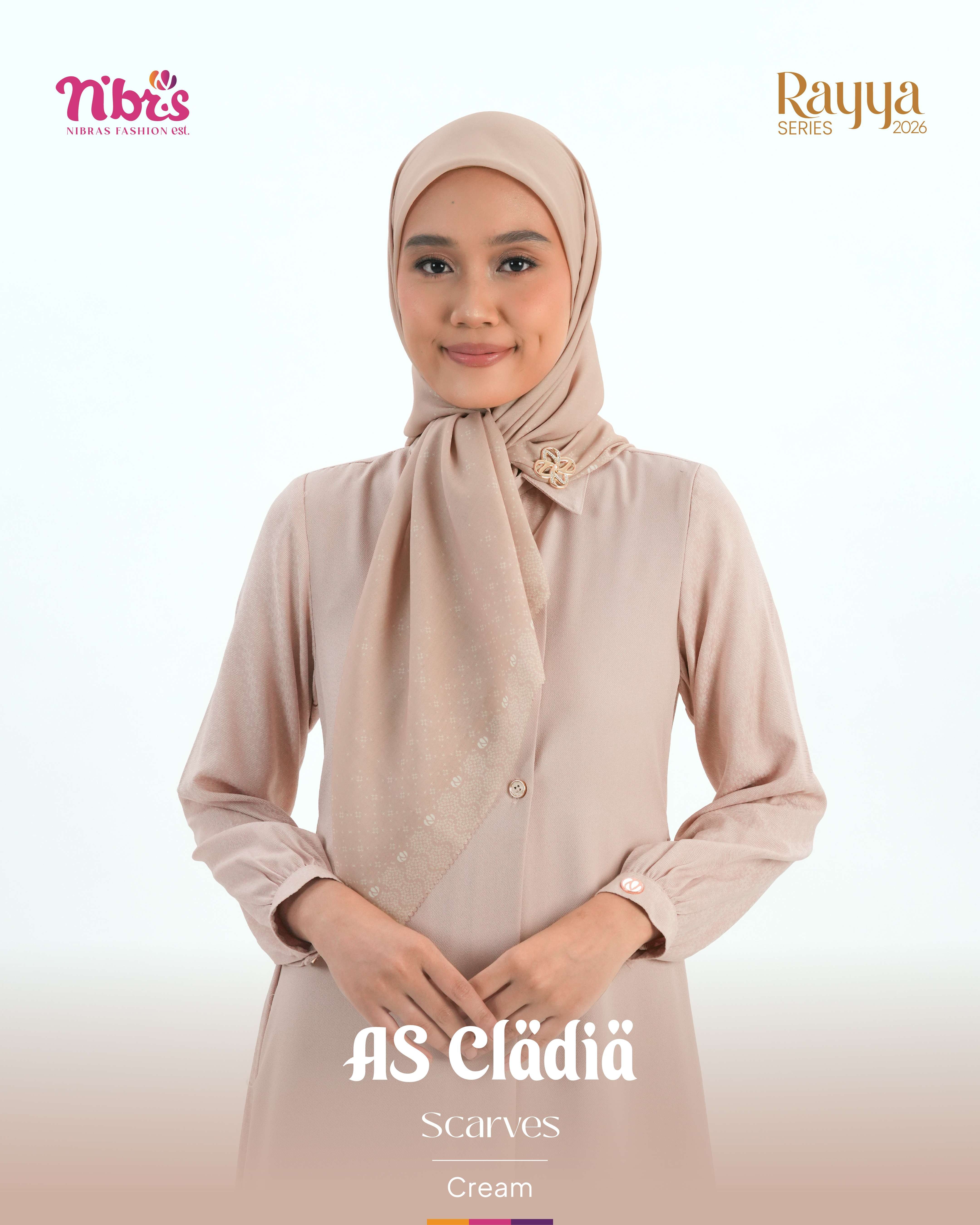 NIBRAS HIJAB AS CLADIA SCARVES CREAM ALL SIZE