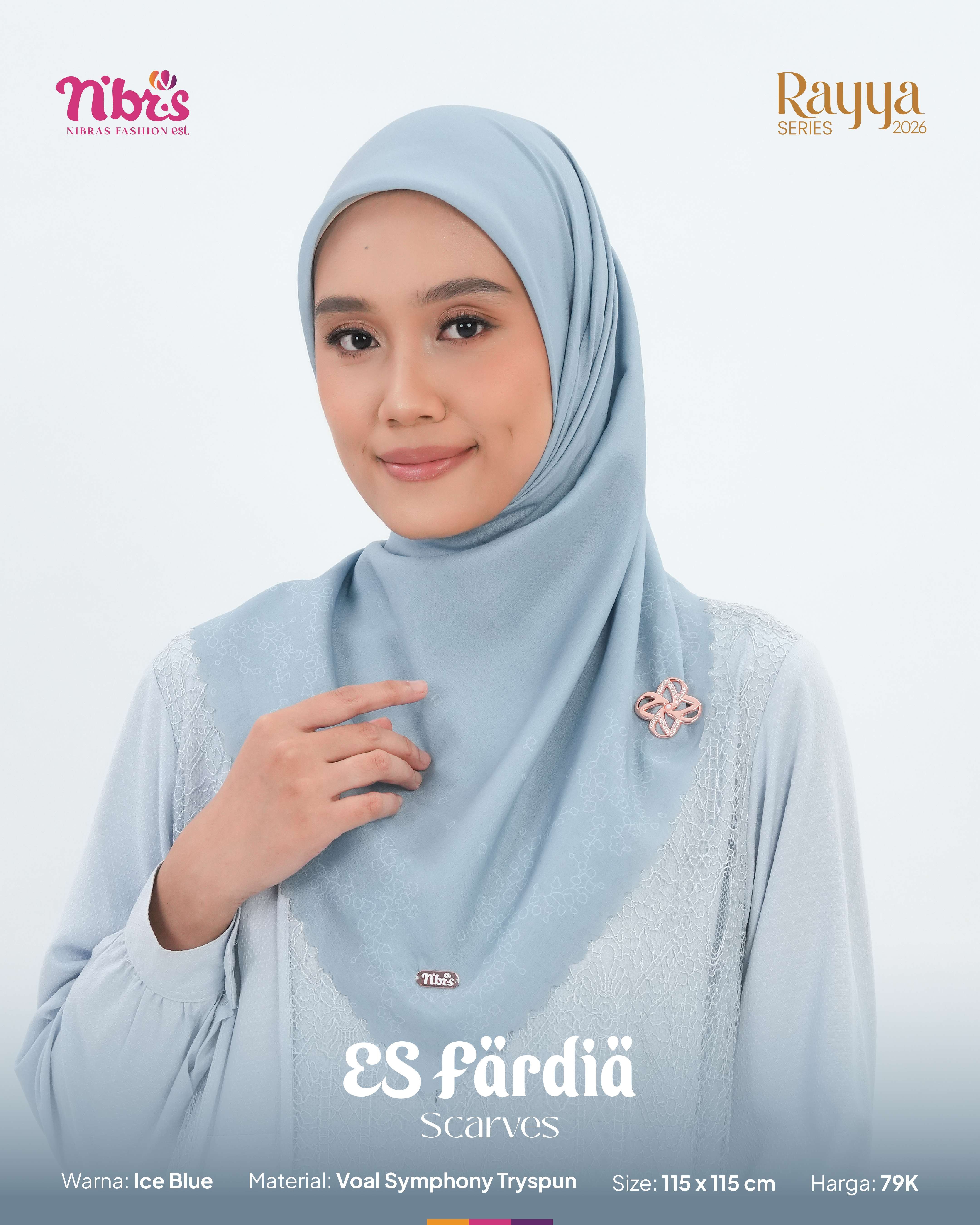 NIBRAS HIJAB ES FARDIA SCARVES ICE BLUE ALL SIZE