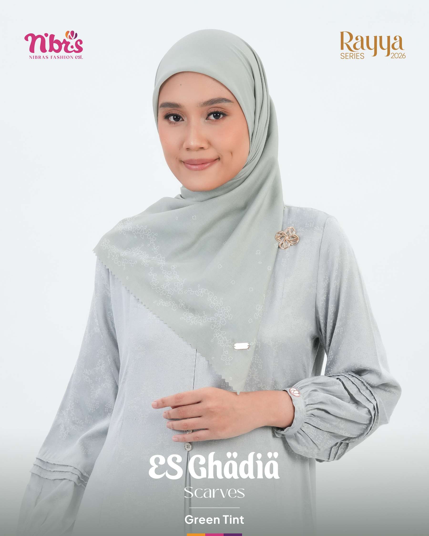 NIBRAS HIJAB ES GHADIA SCARVES GREEN TINT ALL SIZE